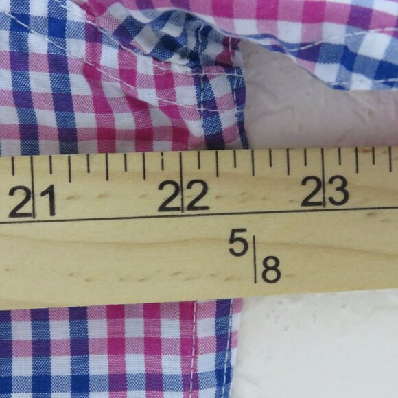 Chaps* Men's Short Sleeve Button Down Curved Hem Pocket Checkered Shirt~ Medium - Picture 10 of 13